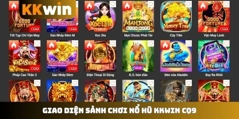 Giao diện sảnh chơi nổ hũ KKWIN CQ9