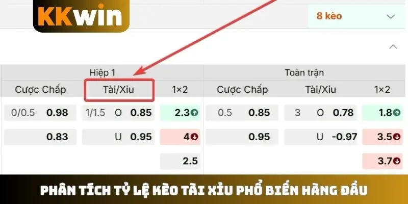Phân tích tỷ lệ kèo tài xỉu phổ biến hàng đầu